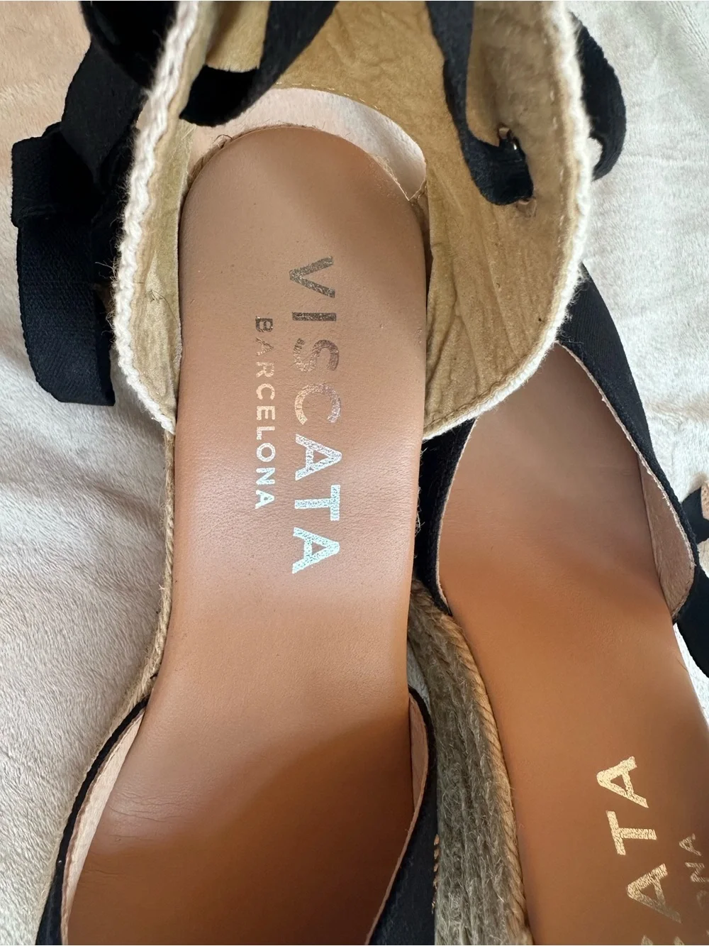 VISCATA Barcelona Black Espadrille Wedges with Ankle Tie